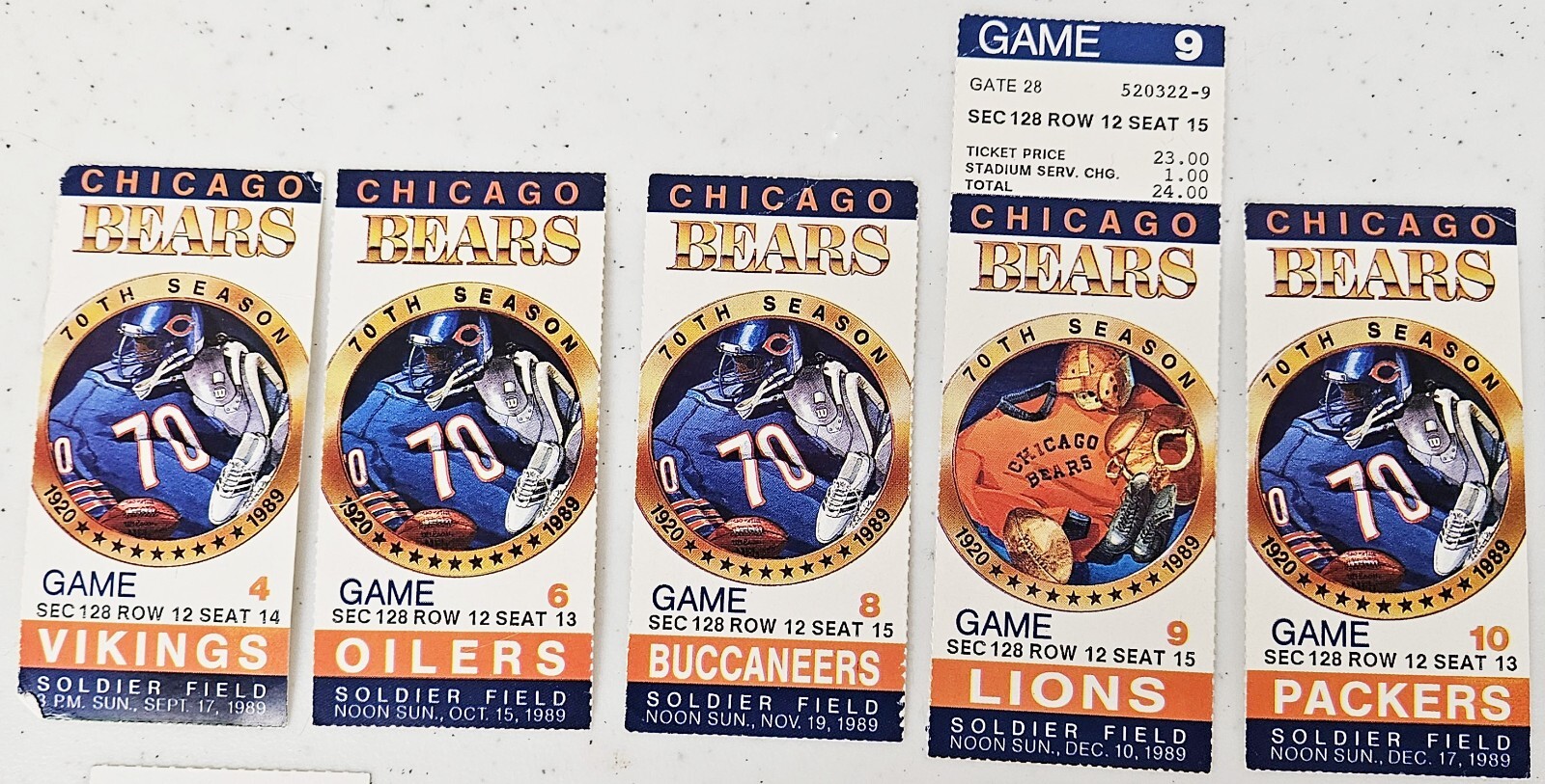 Chicago Bears Soldier Field Ticket Stubs 19892011 Lot of 28 eBay