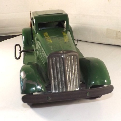 Vintage1930's Mechanical Marx Green Siren Police Car Metal Tin Windup Toy 15" - Picture 2 of 6