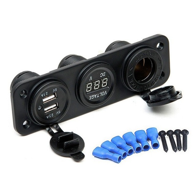 12V Dual USB Car Lighter Socket Splitter Power Adapter Charger Soc wi