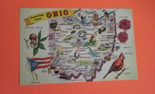 Postcard Greetings From Ohio Buckeye State Free USA Ship