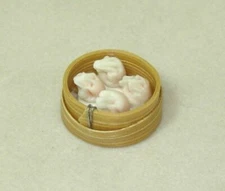 Dollhouse Dim Sum Shanghai Dumplings Bamboo Steamer Basket Miniature Asian Food