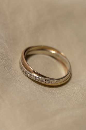 Vintage Echt Gold Ring 333 8kt Bandring Tricolor Diamanten Brillianten Roségold - Bild 3 von 17