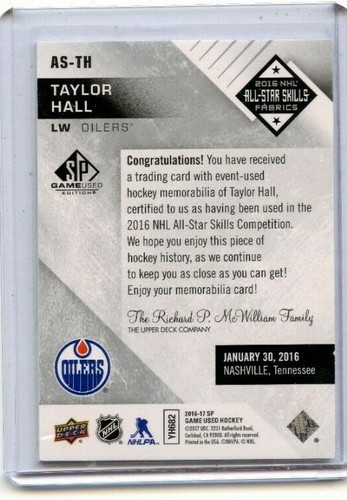 2016-17 SP Game Used All Star Skills Fabrics #AS-TH Taylor Hall A - Bild 2 von 2