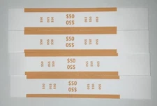 Pack of 50 $50 Dollar Currency Straps Bill Wrappers Money Bands NON-STICK