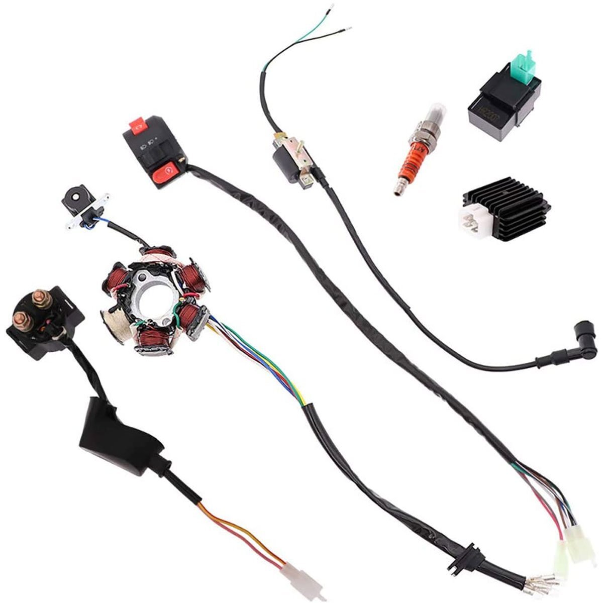 Kit Cablaggio Elettrico Completo Per ATV 50cc-110cc 4 Tempi - Con Bobina, CDI, Candela - Foto 7