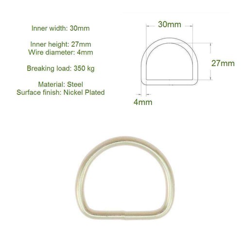 Welded D RINGS 10, 12, 14, 16, 18, 20, 22, 24, 26, 28, 30, 35, 40, 50mm - Silver - Picture 12 of 16