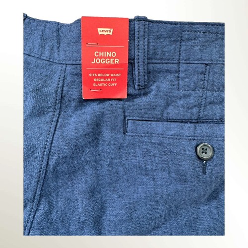 Levis Pants Mens 32x32 Blue Chino Jogger Linen Blend Regular Fit Elastic Cuff - Picture 3 of 14