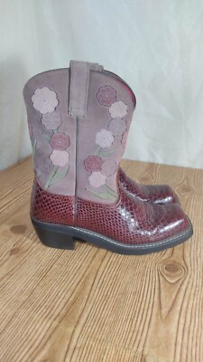 Ariat Womens Size 11B 16263 Snake Print Floral Maroon Purple