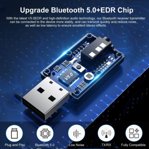 Bluetooth 5.0 Auto Adapter, BAVNCO Mini Stereo Transmitter Empfänger schwarz - Bild 2 von 7