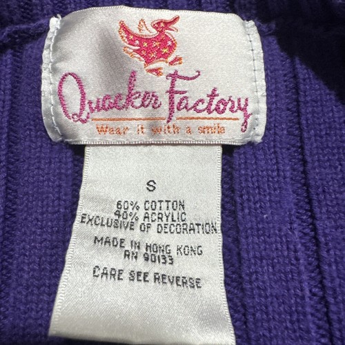 Quaker Factory Knit Sweater • Size S • Purple • Beaded - Picture 2 of 6
