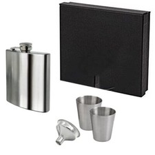 Stainless Steel Hip Flask Gift Box with Funnel and 2 Cups for Travel or Gift