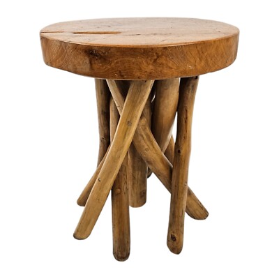 Rustic Tree Root Side Table Branch Stump Plant Stand Natural Live Edge Primitive