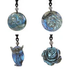 Natural Labradorite Pendant Necklace Amulet Adjustable Cord 18 to 28 inch