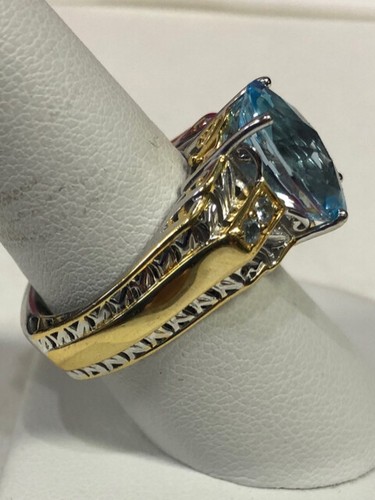 Anello MICHAEL VALITUTTI Gems en Vogue argento sterling 2 toni topazio blu misura 8 - Foto 2 di 4