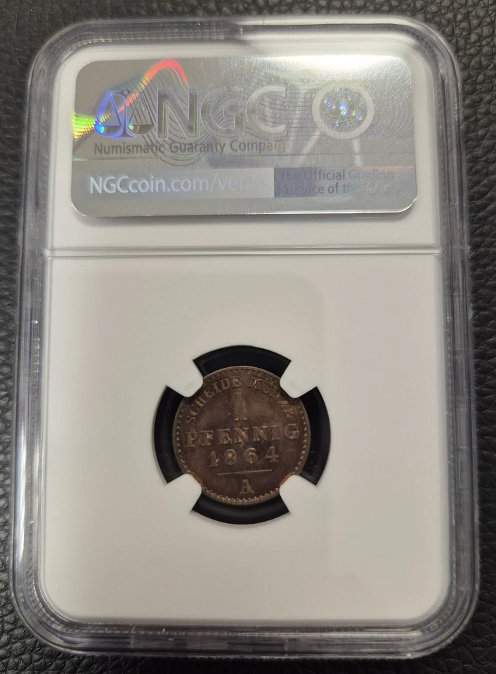 Reuss Mature Line 1 Pfennig 1864 NGC PR64RB Proof Pf Top Pop 1/0 nswleipzig - Image 2 of 4