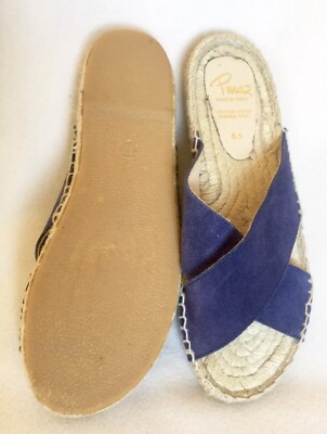 New Pinaz Dark Blue Navy Flat Espadrilles Suede Straps sz  display picture 2