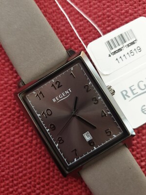 Herrenuhr Regent Quarz * Mineralglas 3 Bar Datumsanzeige Grau Neuwertig 