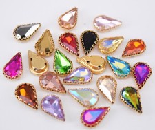 100 piezas 8x13 mm coser en lágrima ajustes color cristal estrás joyas