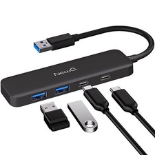 Dual USB C USB A 3.0 Hub: USB Hub 4 Ports with 2 USB-C 3.0 and 2 USB-A 3.0,