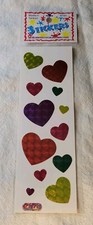 Valentine's Day Holographic Shiny Colorful Heart Stickers 1 Sheet 12 Stickers