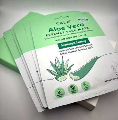 CALA  Aloe vera essence facial mask sheets 5 count  Made in KOREA RICH VITAMIN E