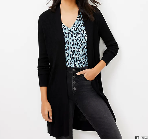 Ann Taylor Loft Petite Ribbed Open 