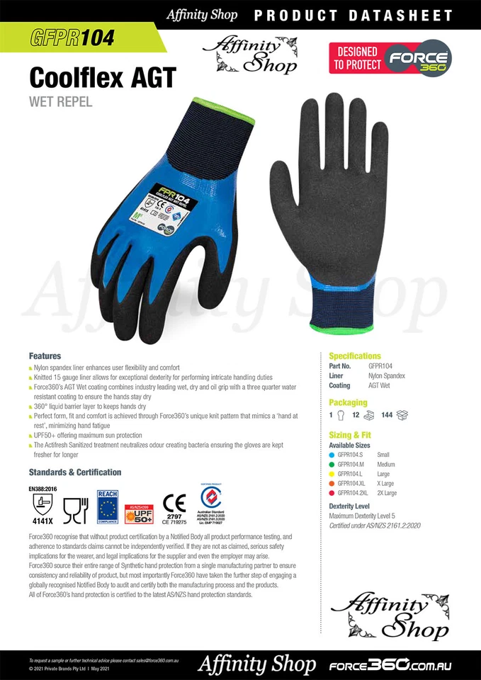Force360 Wet Repel Gloves FPR104 Water Resistant Rubber Nitrile Work Glove AS/NZ - image 4 of 4