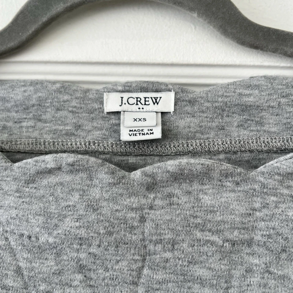 J. Crew Grey Scalloped Neckline 3/4 Sleeve Knit Top 100% Cotton Size XXSMALL EUC - Image 2 of 4
