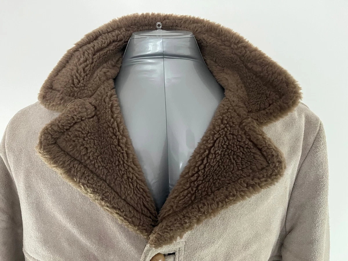 Mens grey sheepskin clearance coat