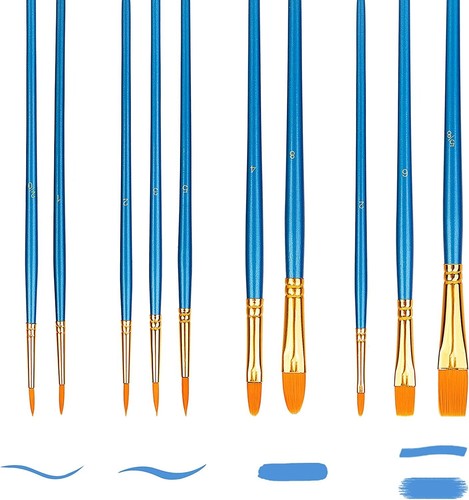 6 Sets of 10 Amazon Basics Detail Paint Brush Sets (60 Brushes Total) - Picture 2 of 2