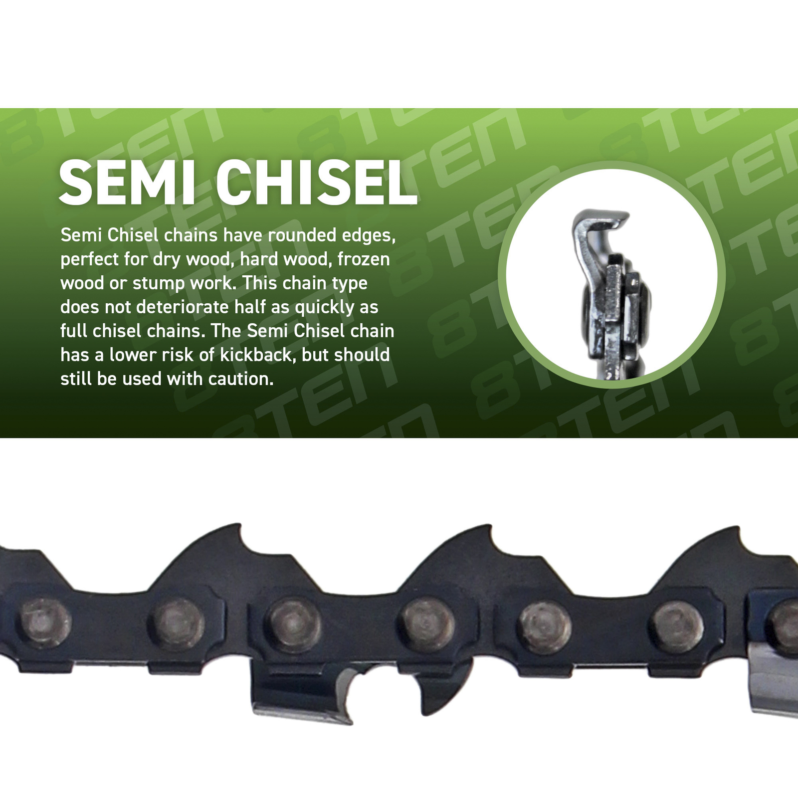 Semi Chisel Chainsaw Chain 8 Inch .050 3/8 LP 33DL for Earthwise Kobalt