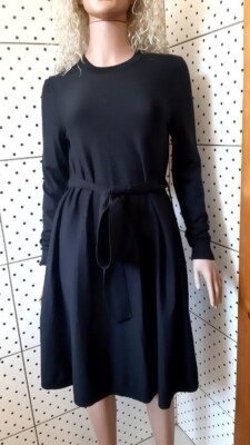 COS Black A-Line Knitted Wool Women Dress Long Sleeves Detachable Belt Size  XS | eBay