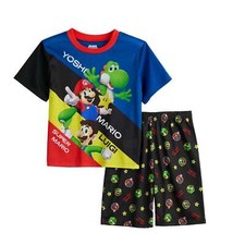 Boys Nintendo Super Mario Pajamas Set PJ Shorts T Shirt Luigi Yoshi Video Game 4