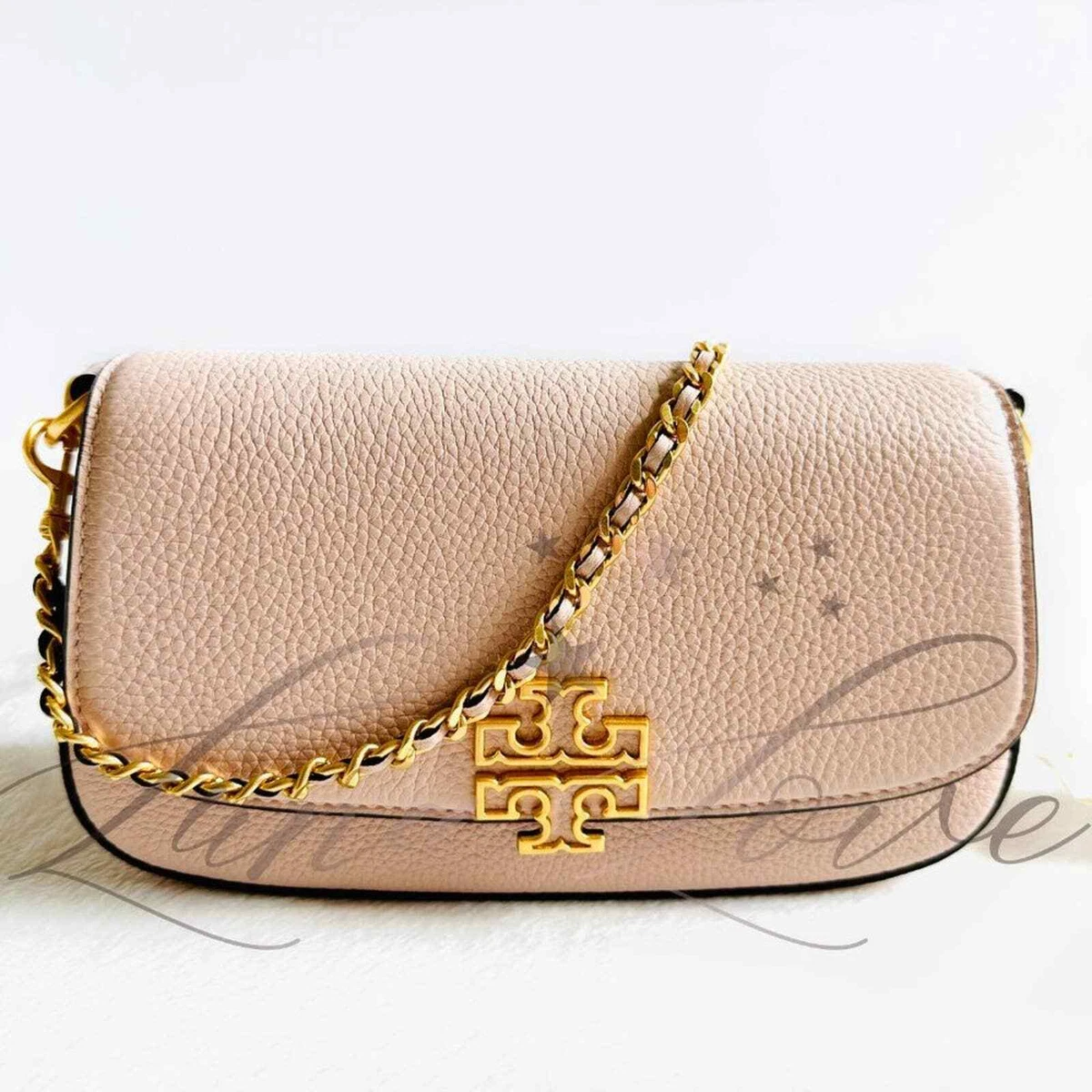 Tory Burch 138772 Britten Shell Pink With Gold Hardware Leather Women's  Convertible Crossbody Bag: Handbags