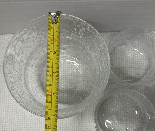 VTG Nuutajarva Oiva Toikka Fauna Clear Glass Footed Serving Bowl 4 Set Finland - Picture 7 of 8