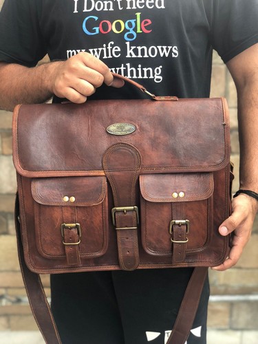 Uomo Business Pelle Ventiquattrore Borsa Laptop Messenger Borsa Tracolla  Marrone | eBay