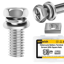 20 Pack M6 Bolts, Motorcycle Battery Terminal Bolts and Nuts, M6 x 16 mm Bolt...