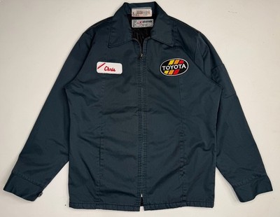 Vintage Toyota TRD Patch Logo Mechanic Work Delivery Jacket Green | S