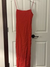Fashion Nova Lana Backless Linen Maxi Dress – Red – Size L – NWT