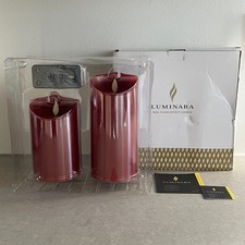 Juego de 2 velas sin llama rojas Luminara efecto llama real remoto 5,5” y 7,5” NUEVO
