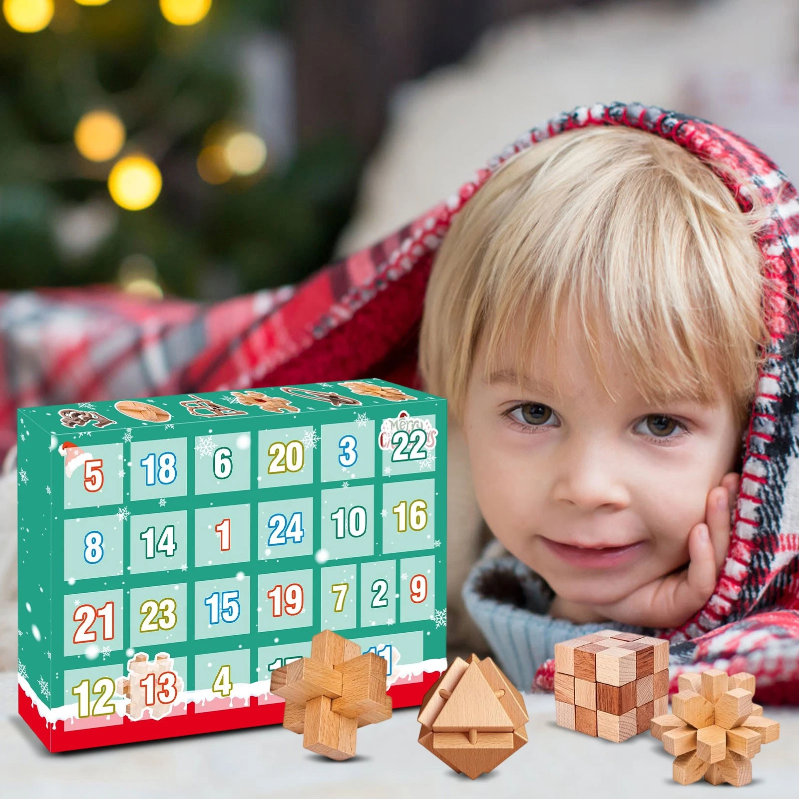Countdown Brain Teasers Toy Lu Ban's Lock Advent Calendar 24 Days 3D Blind Boxes
