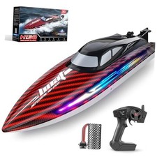 RC Boat 30KMH with 7Light Modes,Remote Control Electric Fast Speed Boat for Red