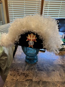 Vintage Knights Of Columbus Bicorn White Ostrich Plume Dress Hat