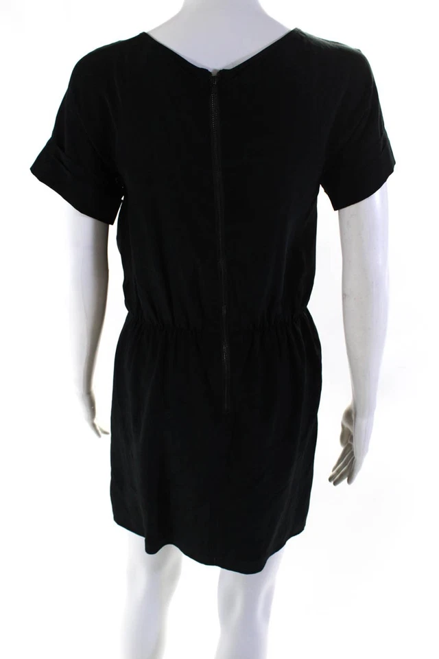 Mini Vestido Shoshanna Mujer Seda Chifón Manga Corta Cintura Anudada Negro Talla 0 Foto 3 de 4