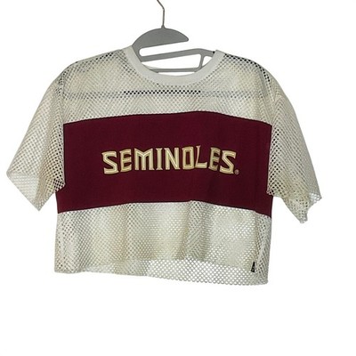 HYPE + VICE Florida State Seminoles women's mesh crop top shirt XS white retro