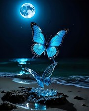 Butterfly 5D DIY Diamond Painting Kits for Adults, Beach Diamond Art Kits 12x16