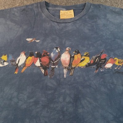 Vintage 90s The Mountain Birds On Wire T-Shirt Mens XL Blue Tie Dye USA