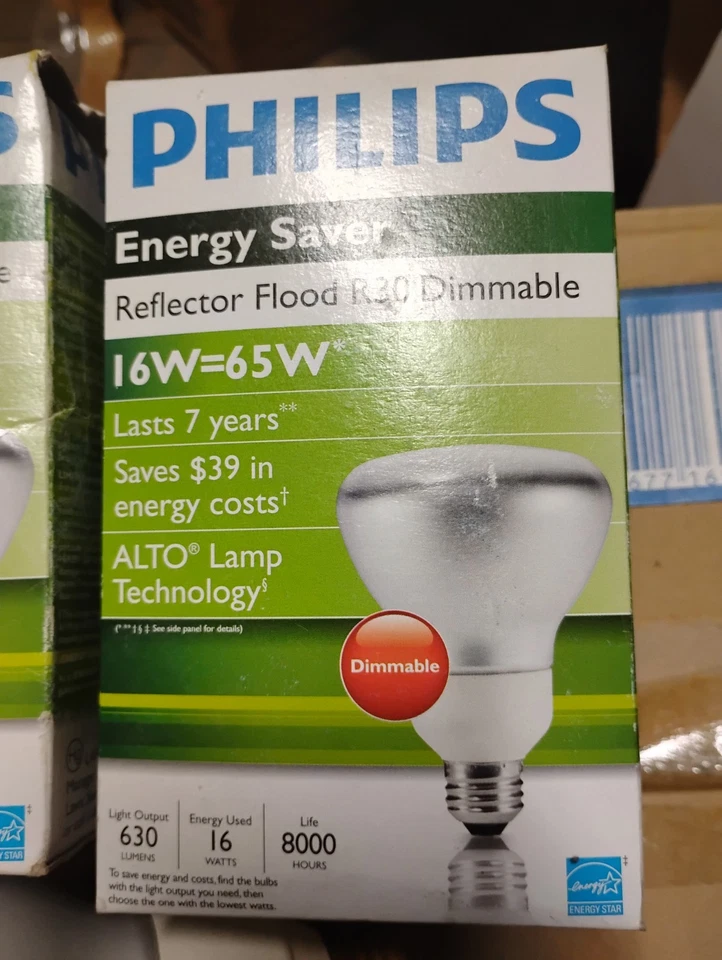 (2) Phillips Energy Saver 16W R30 Dimmable Reflector Flood lights. NOS - Image 3 of 4