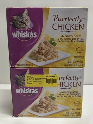 2 New WHISKAS PURRFECTLY Chicken Variety Pack Wet Cat Food 3 Ounces (10 Count)