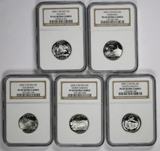 5pc 2006-S Silver State Quarter NV NE CO ND SD 25C NGC PF69UCAM (5 coins)